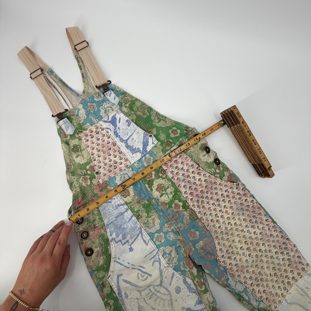 Pilcro Wanderer Overalls 25 Patchwork Floral Boho Anthropologie Cottagecore - Picture 6 of 9